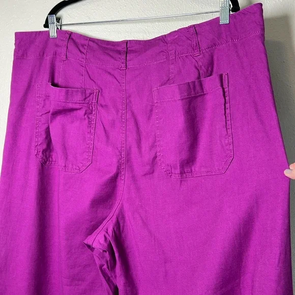 MAEVE ANTHROPOLOGIE The Colette Linen Pants Cropped High Rise Wide Leg Plus 22W - Picture 7 of 17